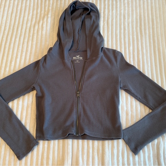 Hollister Tops - Hollister Blue Zip-Up waffle Hoodie